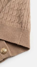 Pull Polo à Maille Torsadée - Beige Raffiné pour Femme – Image 6