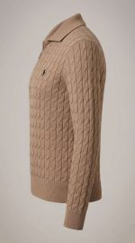 Pull Polo à Maille Torsadée - Beige Raffiné pour Femme – Image 3