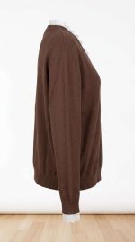 Pull en Maille Marron avec Col et Poignets en Dentelle – Image 3