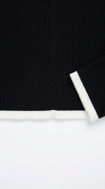 Pull Près du Corps Noir à Finitions Contrastées | Orkidia Fashion – Image 5