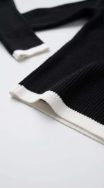 Pull Près du Corps Noir à Finitions Contrastées | Orkidia Fashion – Image 6