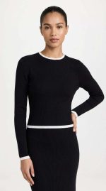Pull Près du Corps Noir à Finitions Contrastées | Orkidia Fashion – Image 7