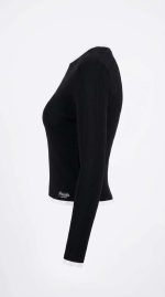 Pull Près du Corps Noir à Finitions Contrastées | Orkidia Fashion – Image 3