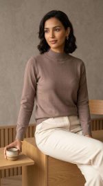 Pull Col Roulé Marron en Maille Douce - Orkidia Fashion – Image 7