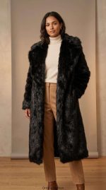 Manteau Long en Fausse Fourrure Noir – Luxe et Élégance – Image 7