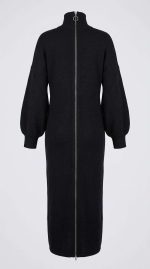 Élégance Noire : Robe Col Montant Zippée – Image 2