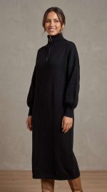 Élégance Noire : Robe Col Montant Zippée – Image 4