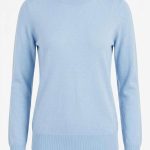 Pull femme à col rond en cachemire bleu ciel, haut chic et élégant pour femme