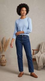 Pull en Cachemire Doux Bleu Ciel pour Femme – Image 7
