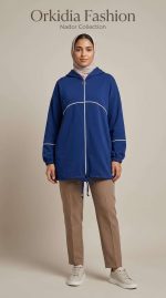 Sweat-shirt Long à Zip Bleu Oversize - Style Moderne | Orkidia Fashion – Image 4