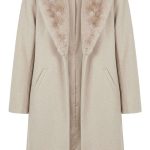 Élégance Douceur : Manteau Beige Col Fourrure