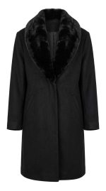 Élégance Noire : Manteau en Fourrure Synthétique