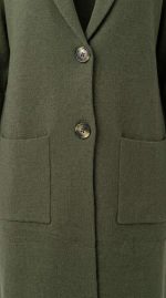 Gilet Long en Maille Vert Olive - Cardigan Femme Chic – Image 4