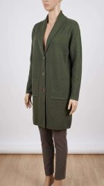 Gilet Long en Maille Vert Olive - Cardigan Femme Chic – Image 6