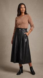 Jupe en Cuir Noir Sophisticata – Image 2