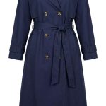 Trench-coat bleu marine élégant avec ceinture pour femme - Orkidia Fashion