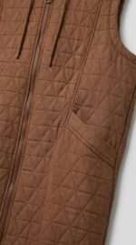Gilet Long Matelassé à Capuche - Marron Chocolat | Orkidia Fashion – Image 5