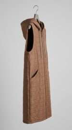Gilet Long Matelassé à Capuche - Marron Chocolat | Orkidia Fashion – Image 3