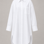 Chemise longue femme blanche oversize avec col classique et coupe tunique élégante