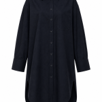Chemise longue femme noire oversize avec manches longues et coupe tunique élégante
