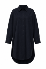 Chemise longue femme noire oversize avec manches longues et coupe tunique élégante