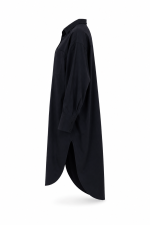 Chemise longue femme noire oversize avec manches longues et coupe tunique élégante