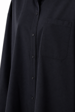 Chemise longue femme bleu marine oversize avec manches longues et coupe tunique élégante