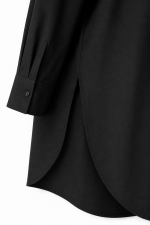 Chemise longue femme noire oversize avec manches longues et coupe tunique élégante