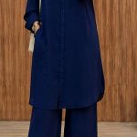 Ensemble Fluid 2 Pièces Tunique Longue et Pantalon Large Bleu Nuit