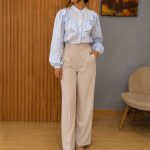 Blouse Romantique à Volants Bleu Ciel