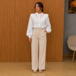 Blouse Romantique à Volants Blanc Cassé