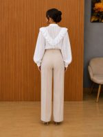 Blouse Romantique à Volants Blanc Cassé – Image 3