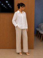 Chemise Blanche Élégante à Broderies Anglaises et Motifs Étoiles – Image 2