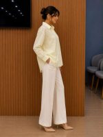 Chemise Jaune Pâle Élégante à Broderies Anglaises et Motifs Délicats – Image 2