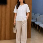 Chemise Blanc Manches Courtes Brodées
