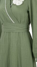 Robe kaki ceinture detail - Orkidia Fashion Nador