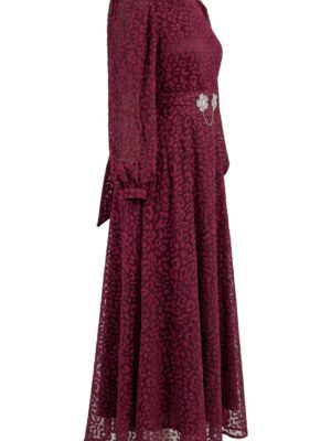 Robe bordeaux leopard profil - Orkidia Fashion Nador