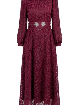 Robe bordeaux leopard face - Orkidia Fashion Nador