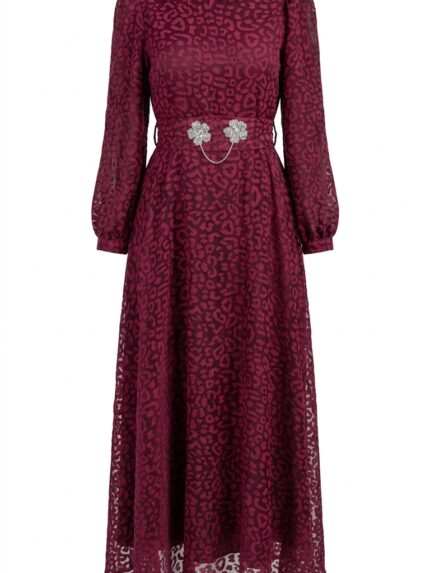 Robe bordeaux leopard face - Orkidia Fashion Nador