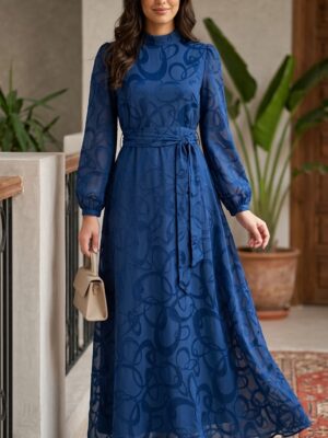 Robe bleu saphir portee - Orkidia Fashion Nador