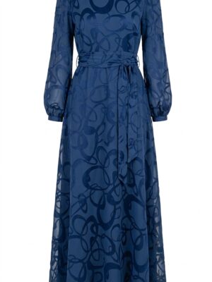 Robe bleu saphir motifs face - Orkidia Fashion Nador