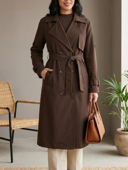 Trench femme marron long ceinturé Moda Ilter look chic Orkidia Fashion Nador