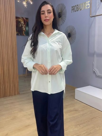 Chemise femme rayee longue oversize coupe liquette en coton disponible en plusieurs coloris Orkidia Fashion Nador