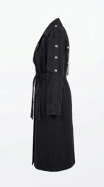 Trench noir femme profil avec boutons manches Orkidia Fashion Nador