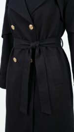 Trench femme noir ceinture nouée poches Orkidia Fashion Nador