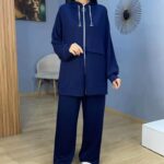 Survêtement Femme 2 Pièces à Capuche et Zip Bleu Marine | Orkidia Fashion