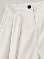 Pantalon Large Femme Beige Écru à Pinces Coupe Fluide Taille Haute | Orkidia Fashion – Image 2