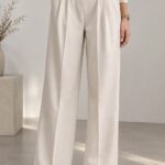 Pantalon Large Femme Beige Écru à Pinces Coupe Fluide Taille Haute | Orkidia Fashion