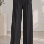 Pantalon Large Femme Noir à Pinces Coupe Fluide Taille Haute | Orkidia Fashion